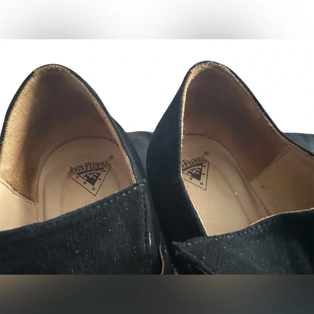 John Fluevog Black Suede Bishop Buckled Heels sz 10.5 EUC whimsigoth loafers - Picture 11 of 16